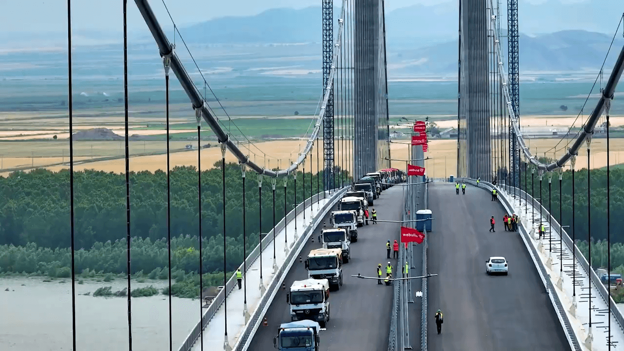 Bridge across the Danube River in Braila (Romania), load tests completed on the new bridge